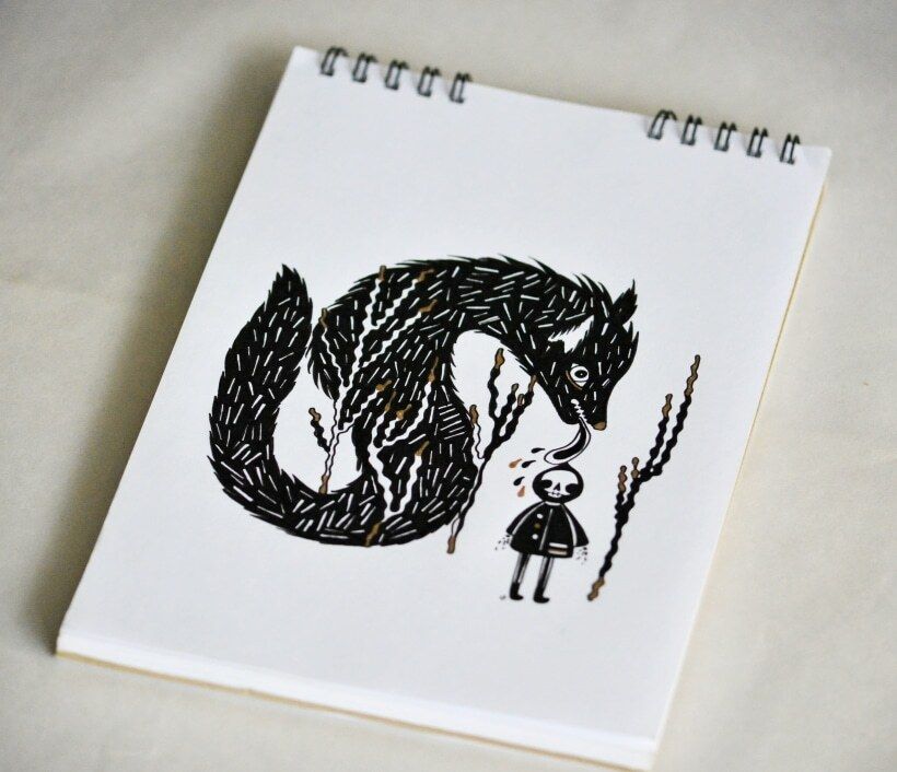 Kat Franco's winning illustration set to the theme "Path" for the first week of the 31 Days, 31 Drawings Challenge.