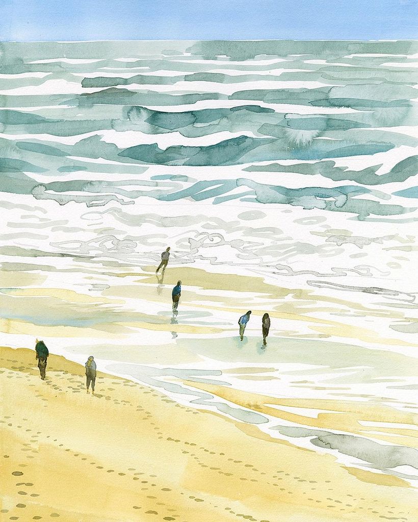 Illustration aus der Serie "Strandleben im Wandel der Zeit" von Christoph Niemann.