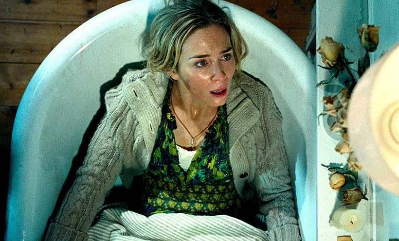 Emily Blunt's agonizing bathtub birth scene. Image: courtesy Paramount Pictures.