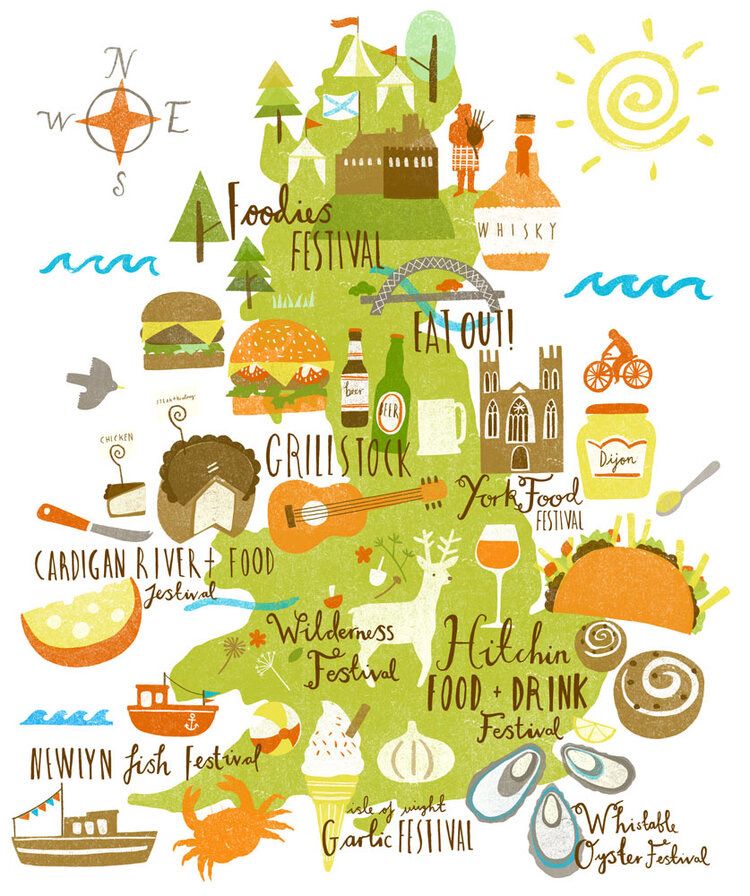 Olive Magazine - UK Food Festivals  - Tradycyjna ilustracja