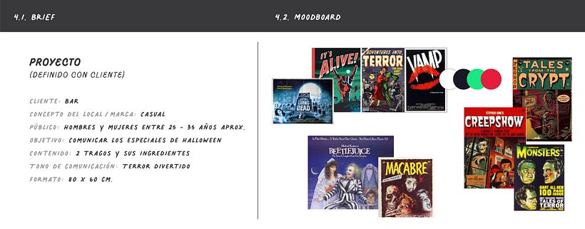 Definí un brief para darle dirección al proyecto. Luego armo un moodboard de inspiración.