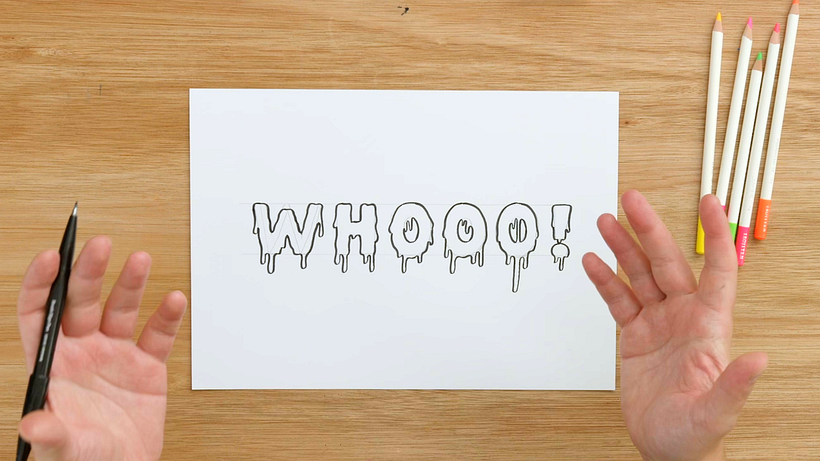 Build character to the letters with pen. 