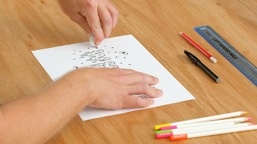 Erase the pencil marks. 