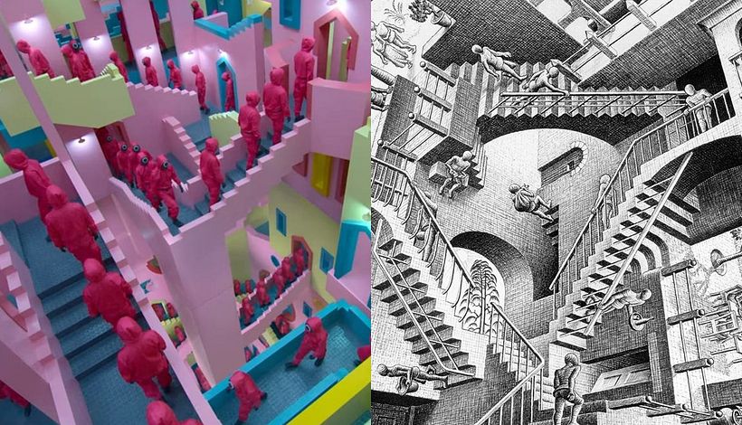 Les escaliers d'Escher sont une autre référence présente dans la série.