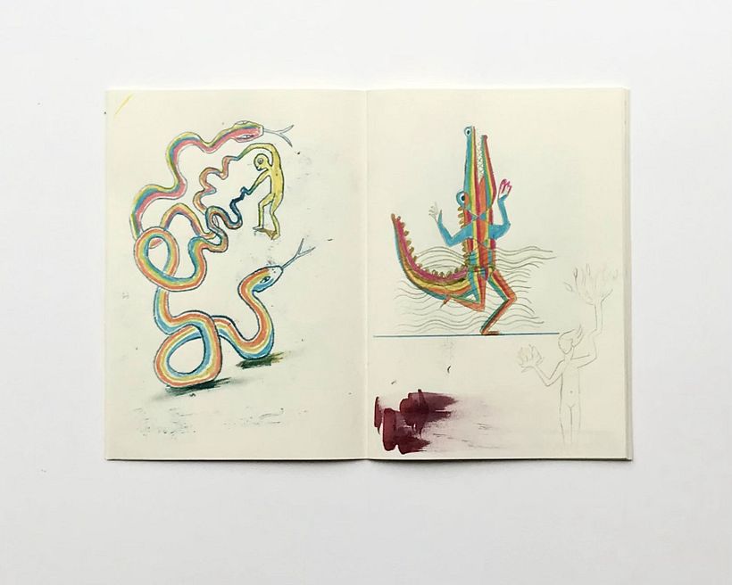 Same as above but using oil transfer-paper technique and colour pencils.