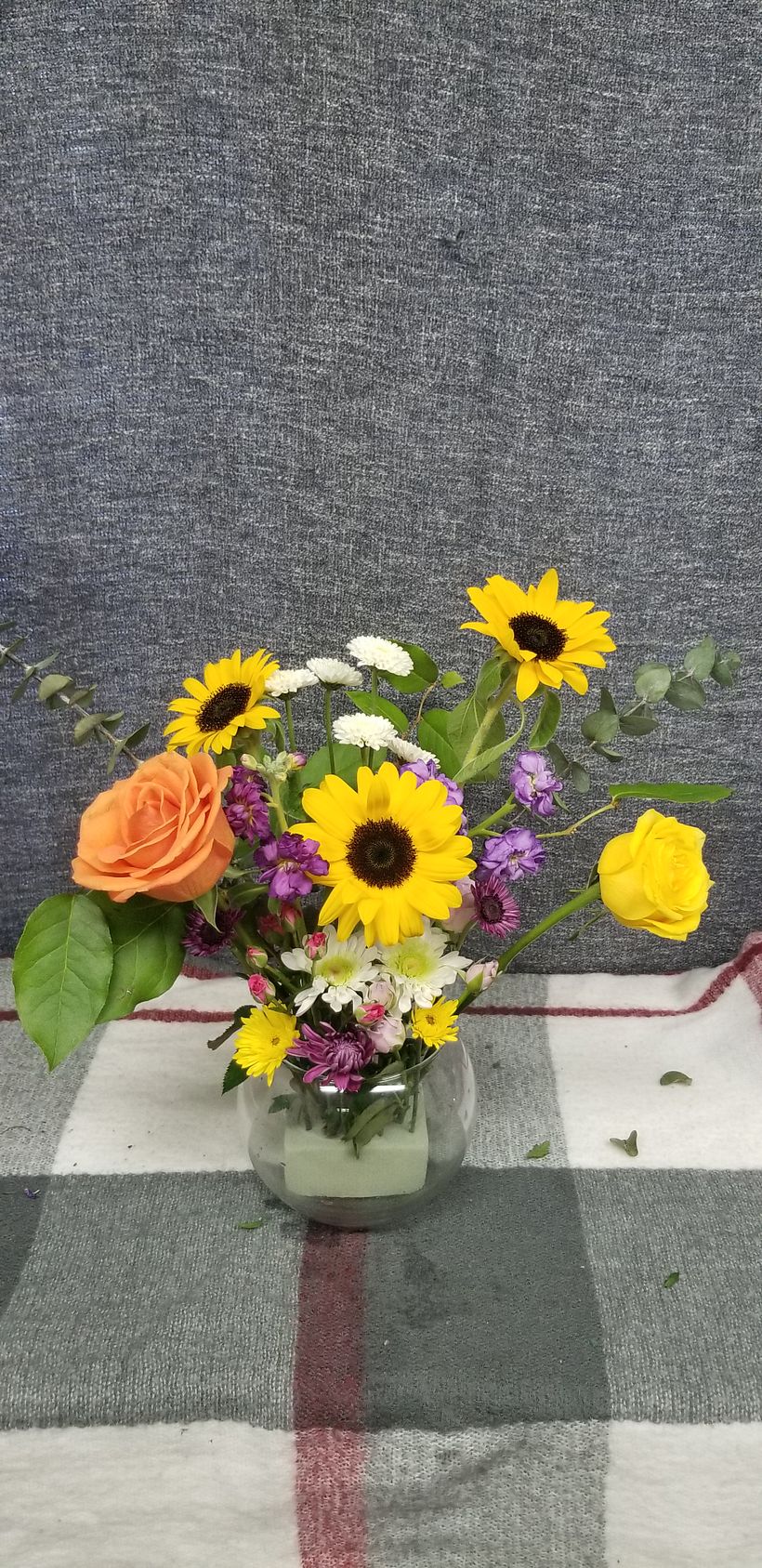 Large Bowl Arrangement - remade for sale in glass bowl using foam