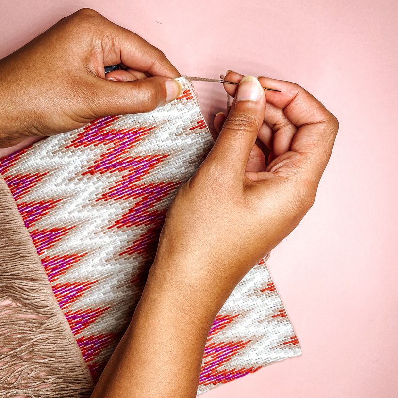 Process - stitching a beginner wall hanging project