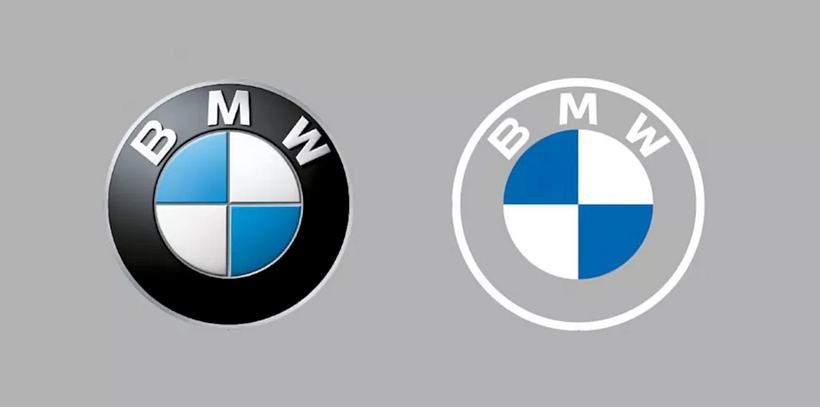 BMW's new logo on the right.