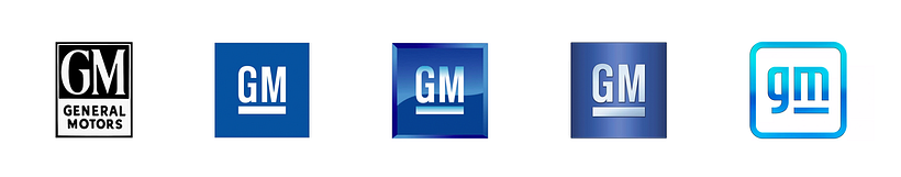 Evolution of the GM logo over the years.