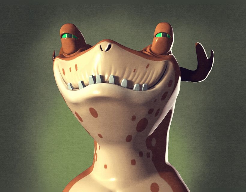 Ilustración 3D terminada en Procreate.