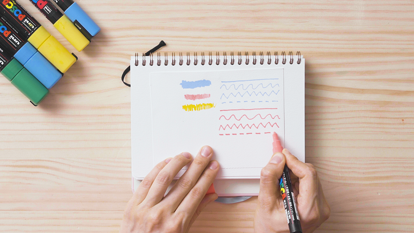 You can use the fine and medium tips to draw and color in