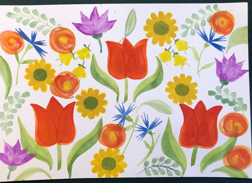 My project in Vibrant Floral Patterns with Watercolors course 4