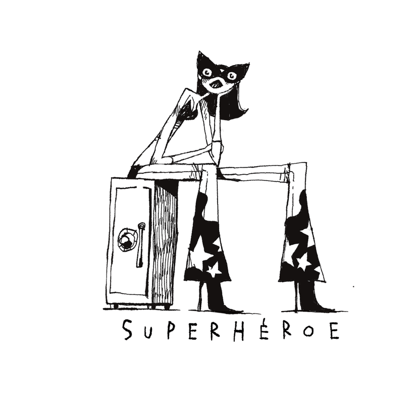 31Days31Drawings2021, by Patricio Betteo ("Superhero").
