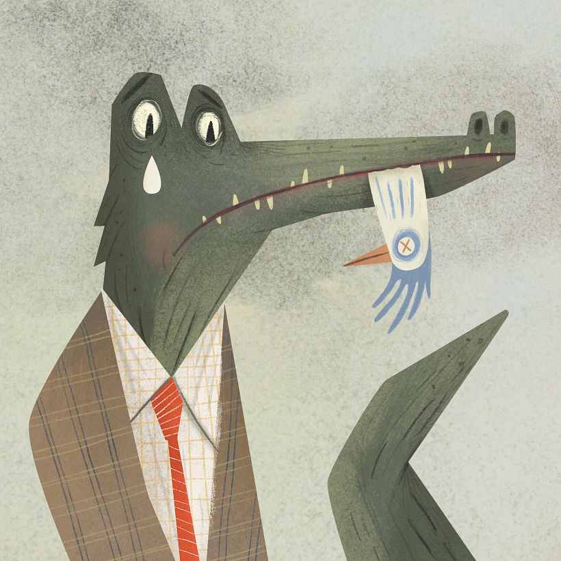 Luis San Vicente utilizó el dicho popular 'lagrimas de cocodrilo' para ilustrar "lágrima", la consigna del día 6.