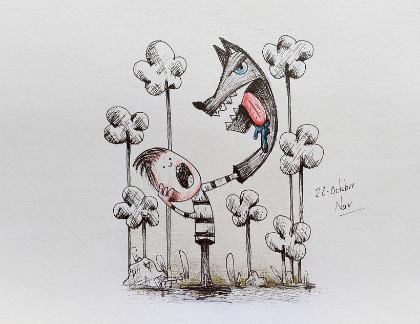 Nar Palma plasmó de una manera tierna y graciosa su visión de "lobo", el término del reto del día 22.