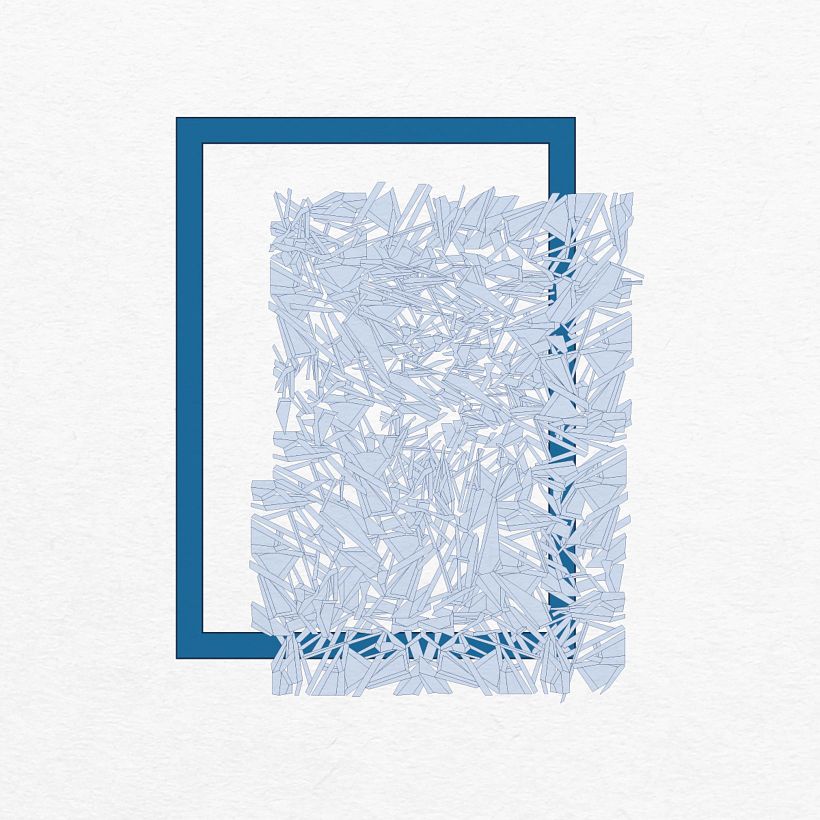 Esther Hernandez Perez creó un vitral astillado roto fuera del marco para "cristal", la consigna del día 3.