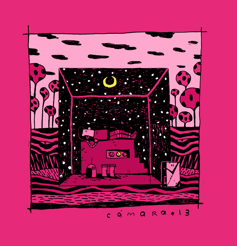 Yosh utilizó el significado abierto de la palabra "cámara", consigna del día 13, para darle un uso inesperado.