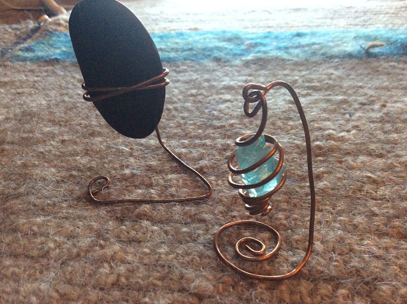 Metal Desk Art...copper wire and found objects