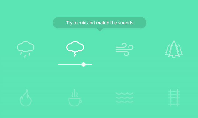 Así luce la selección de sonido en Noisli. 