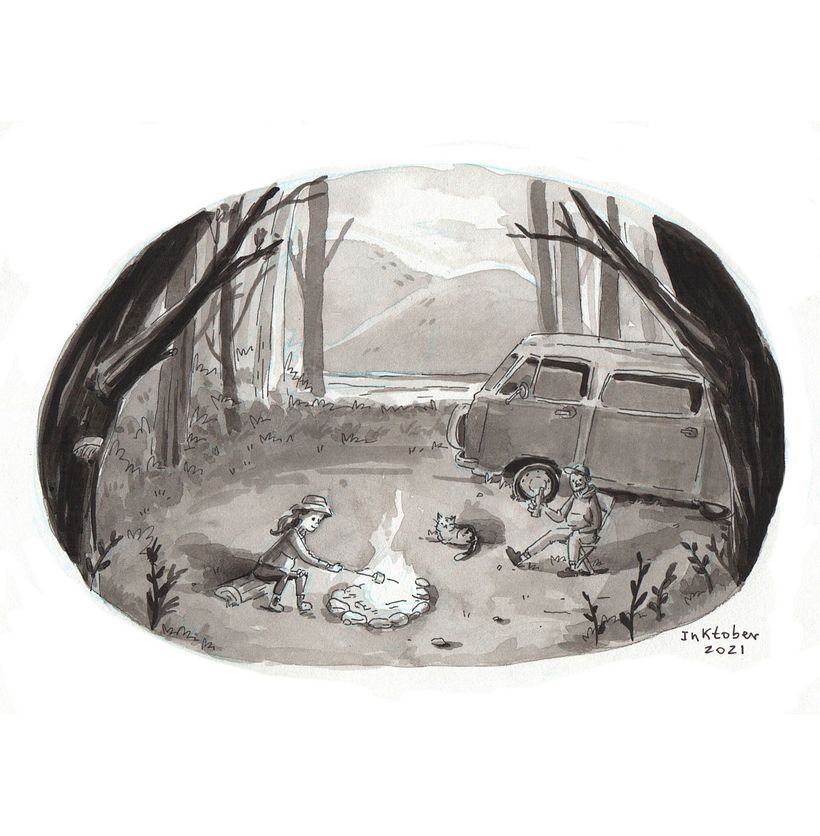 My project in India Ink Illustration with Japanese Influence course 5