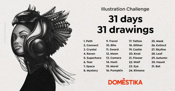 31 days, 31 drawings calendar. Illustration credit: Joaquín Rodríguez.