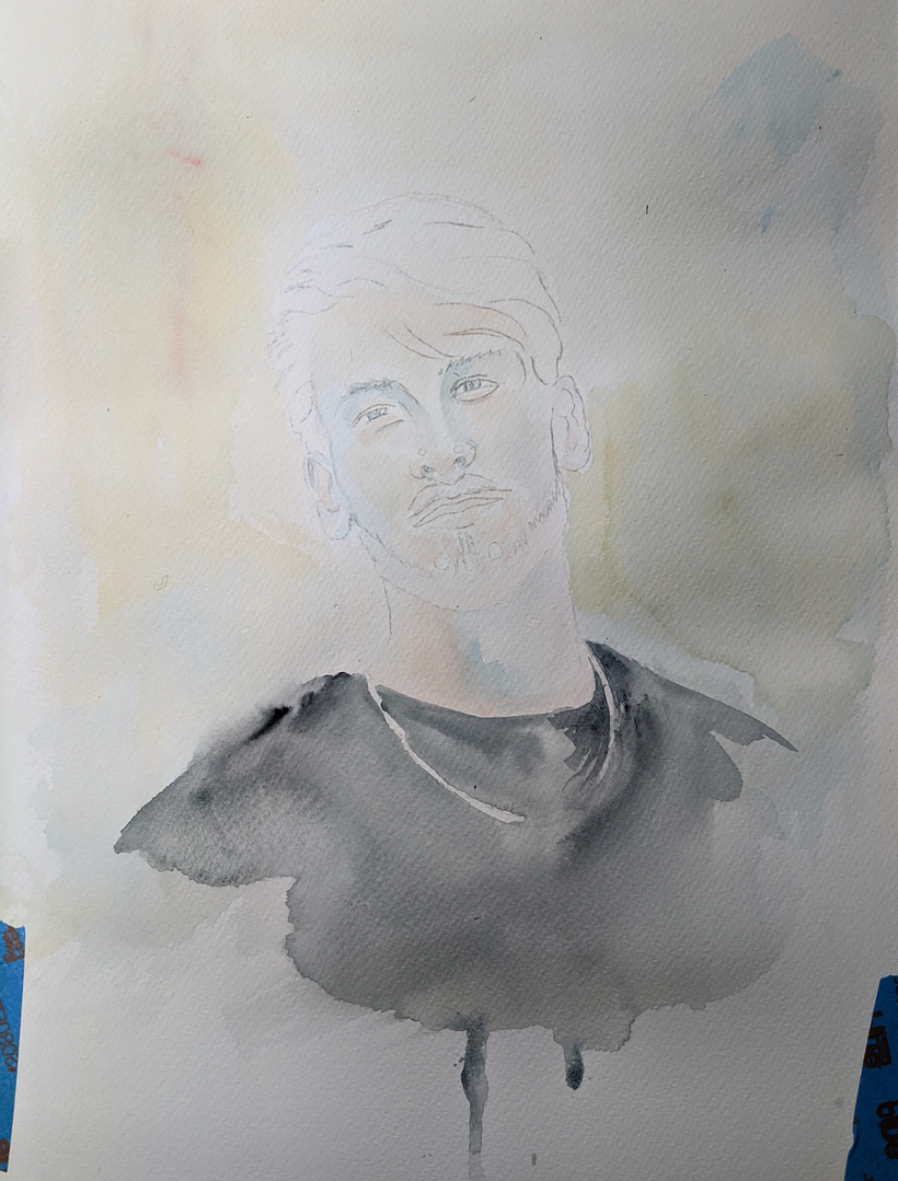 I built up the many layers of warm and cool colours. This gave subtle mood changes and built up form. I