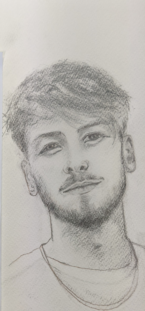 I worked on my sketch using the guidelines 