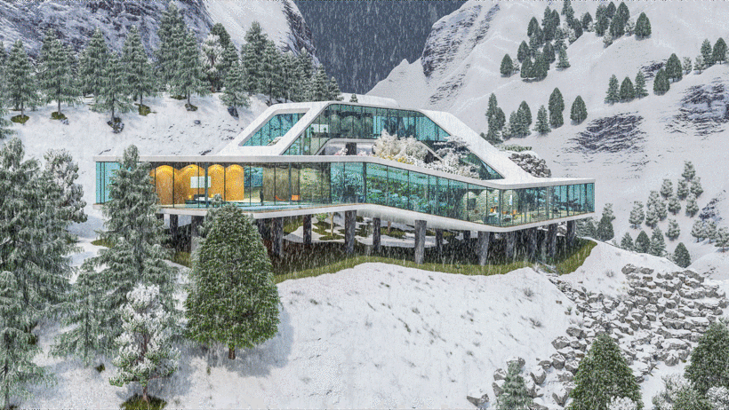Examples of Ehab Alhariri's architectural sketches.