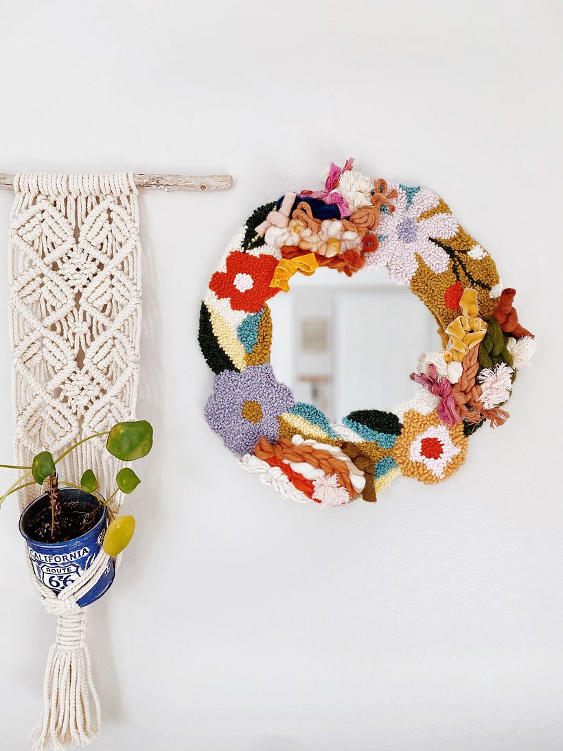 Punch needle flower mirror 2