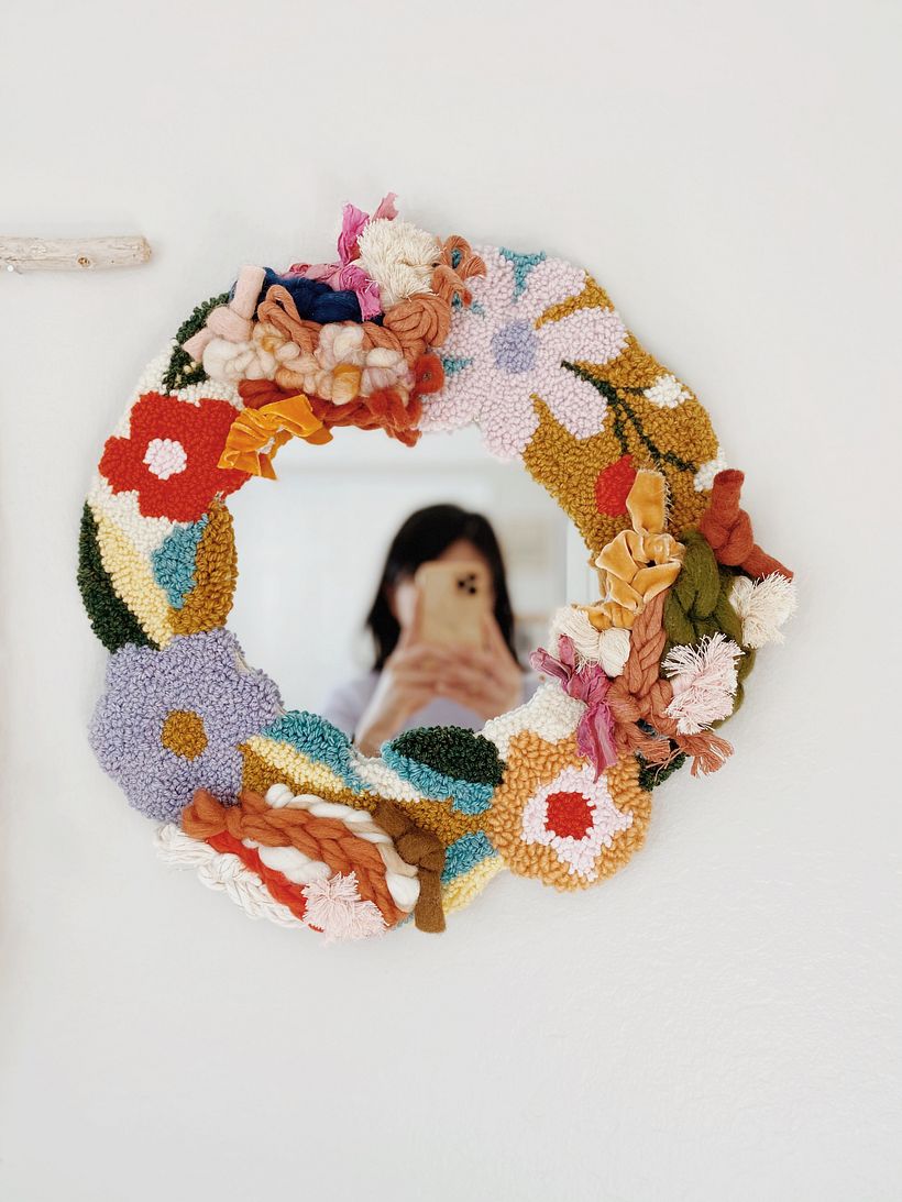 Punch needle flower mirror 5