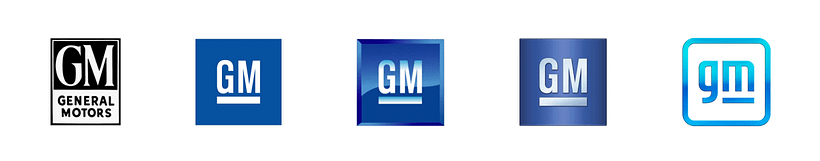 L'évolution du logo GM au fil des ans.
