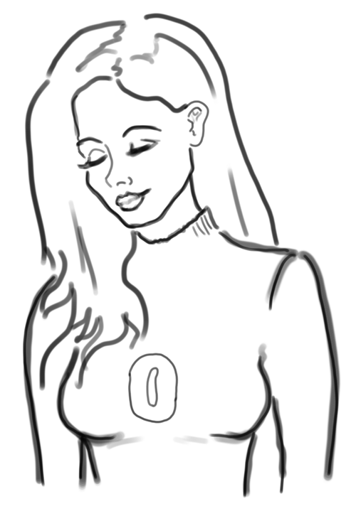 line art drawing of girl (variation 2)