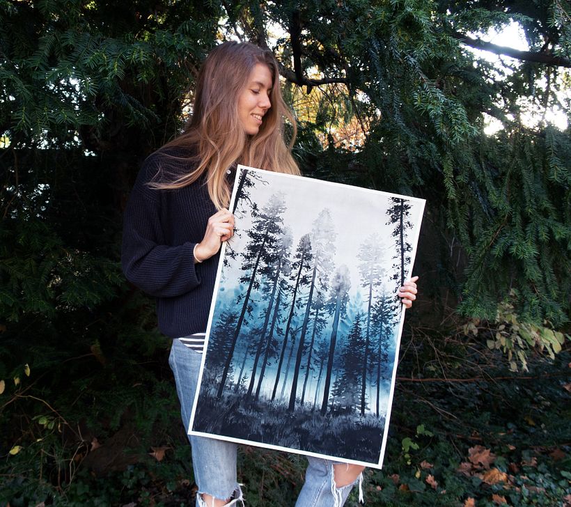 Posing with my painting for size reference. 