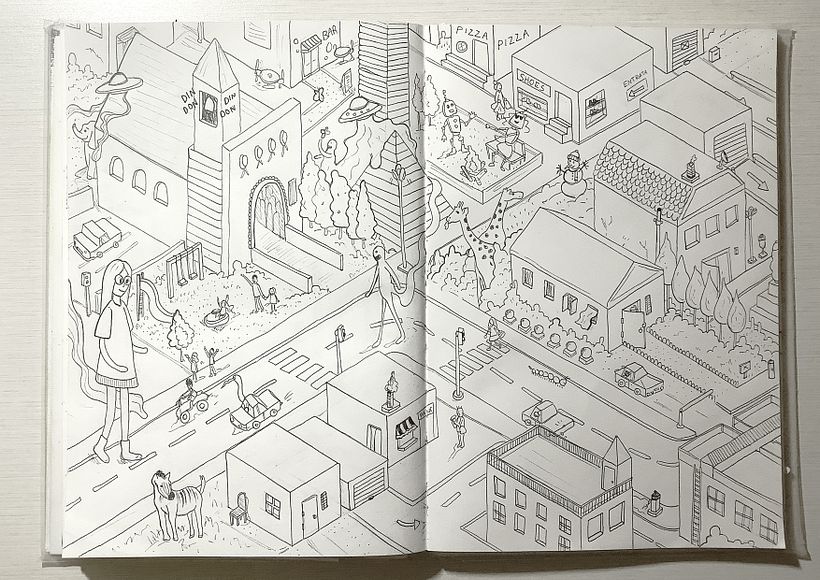 A city invaded by aliens and strange events.