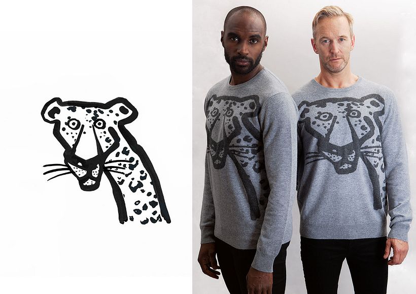 Lion and Leopard characters for menswear designers Hand & Jones. 8