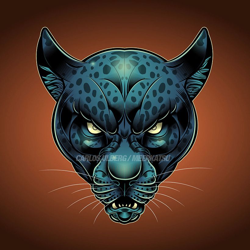 Black Jaguar MMA Fighter - drawn in Adobe Illustrator - Ilustrasi tradisional