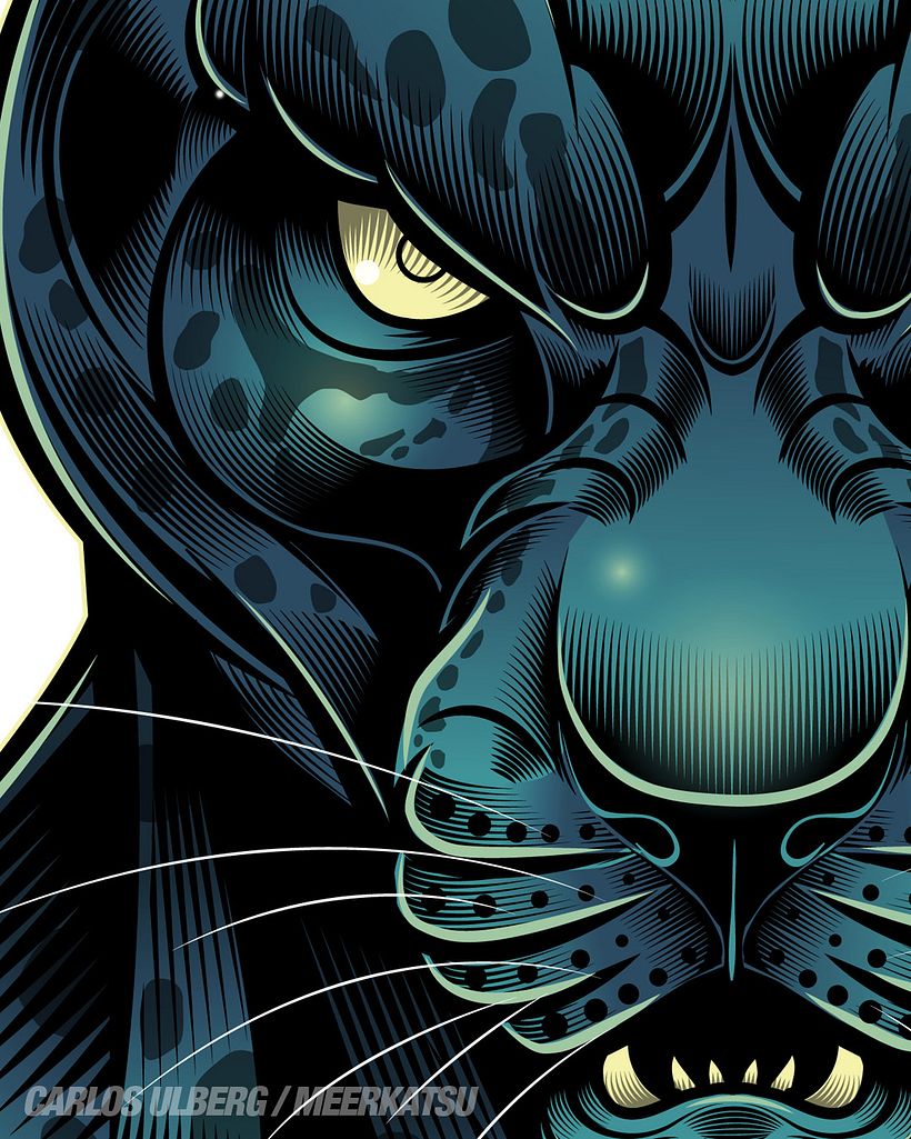 Black Jaguar MMA Fighter - drawn in Adobe Illustrator - Ilustrasi tradisional
