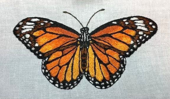 My project in Realistic Embroidery Techniques course_Monarch Thread Painting 1