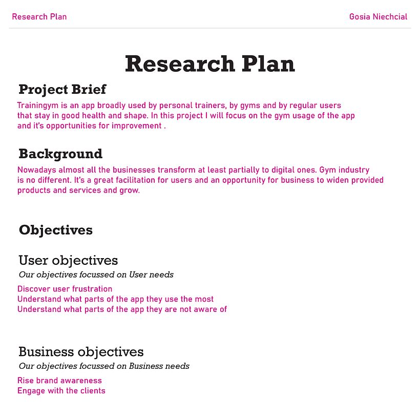 Introduction to UX Research - GymApp Project 2