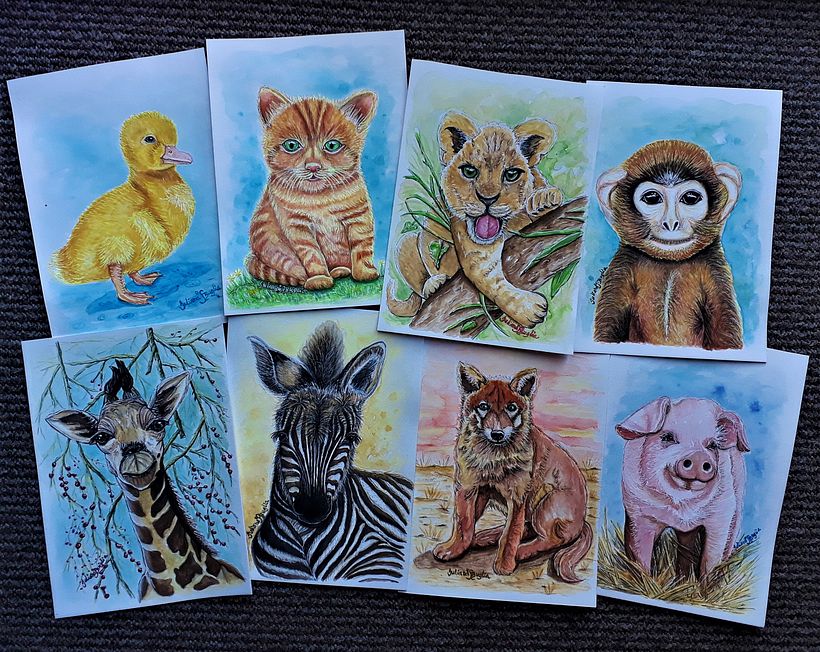 My second Round of Baby Animal Series in Watercolour
