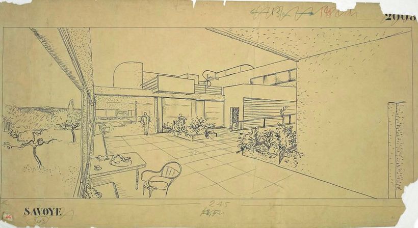 Villa Savoye sketch, by Le Corbusier. Image credit: Le Corbusier's Grand Designs: Villa Savoye, Phaidon.