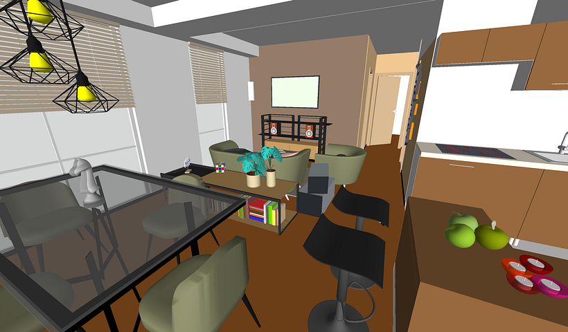 Sketch base del diseño interior de la sala