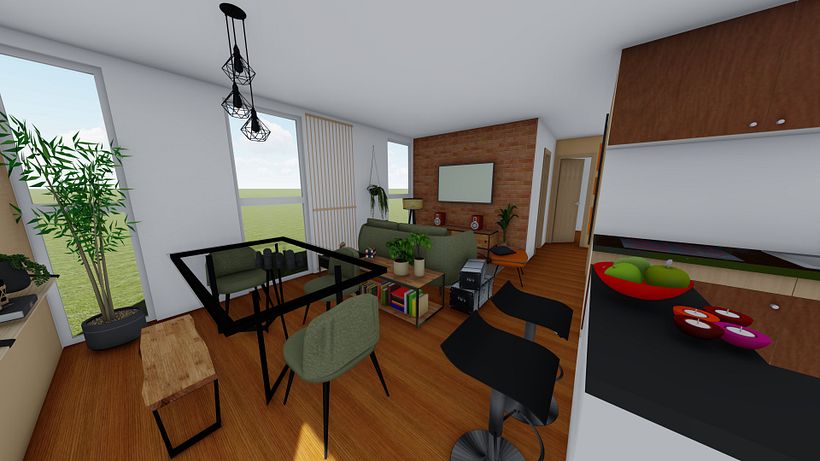 Render base diseño interior Sala