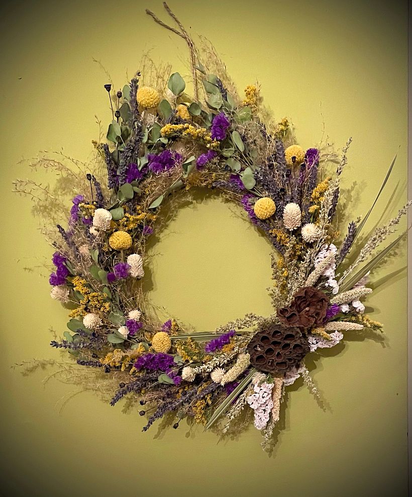 My project in Wreath Creation with Dried Flowers course 1