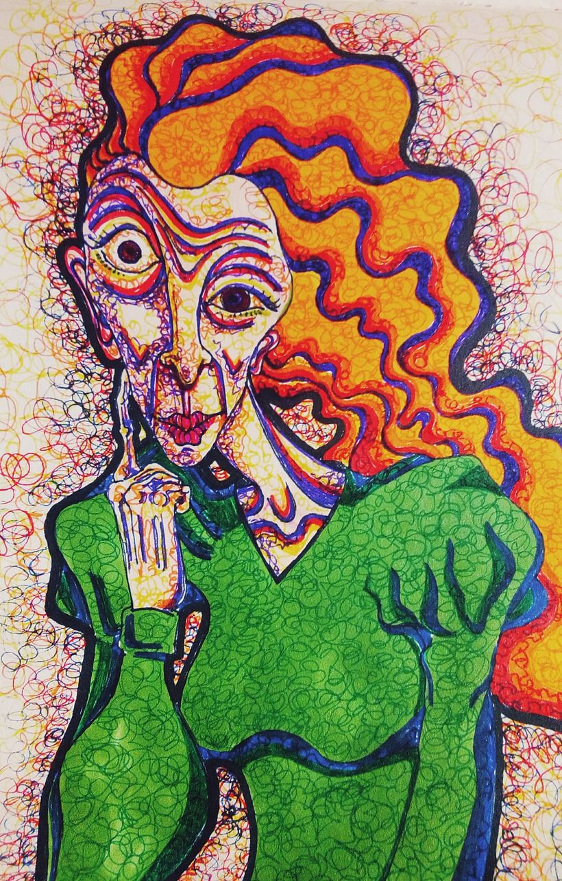 Dubbio -  Penne colorate e pennarelli su carta