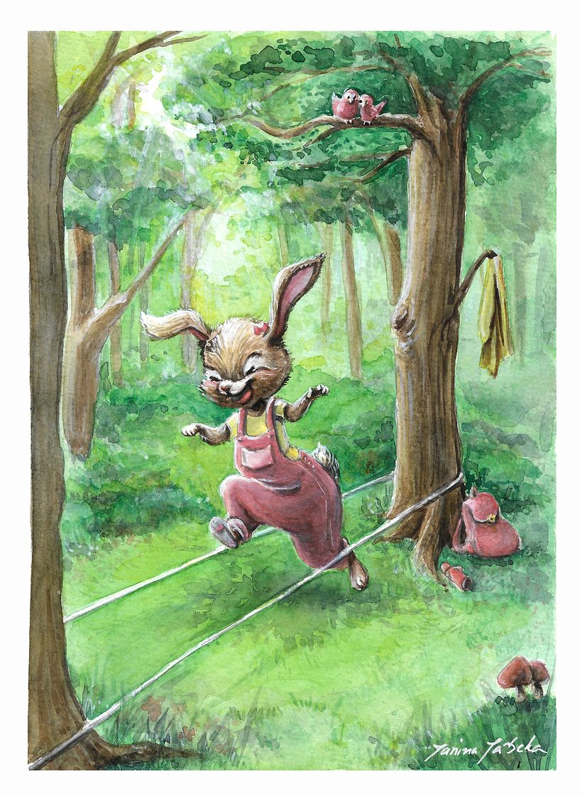 My project in Animal Characters in Watercolor for Children’s Books course/ Skipping Bunny 1