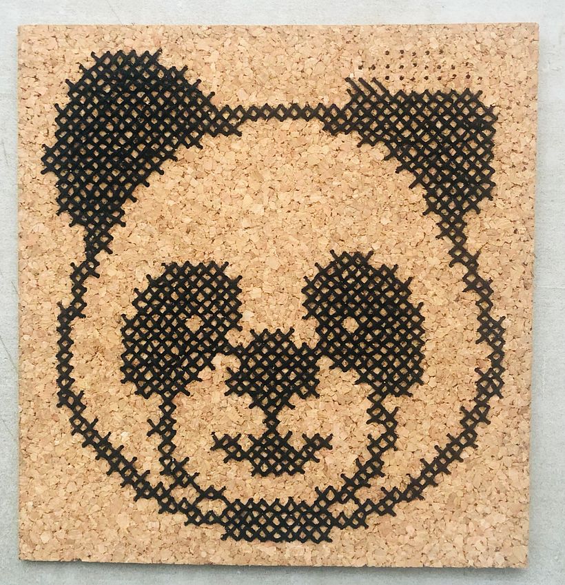 Oso Panda en corcho, me falta terminar la oreja jeje