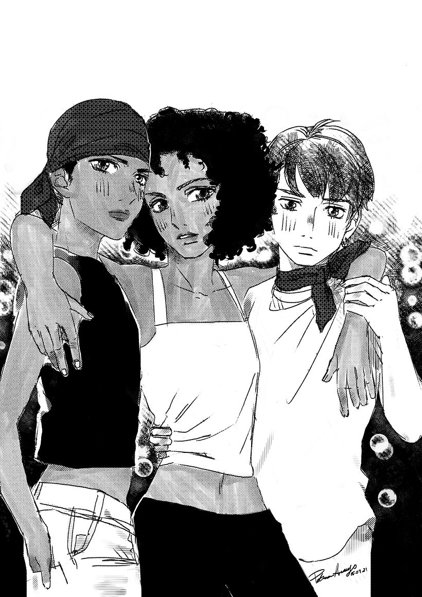 Ilustração dos personagens originais de Petra Araujo