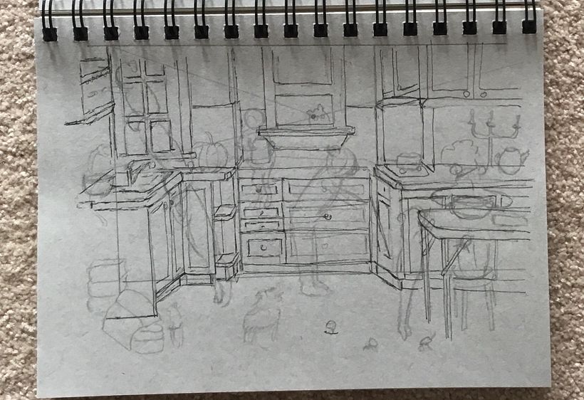 Initial Sketch of real life kitchen