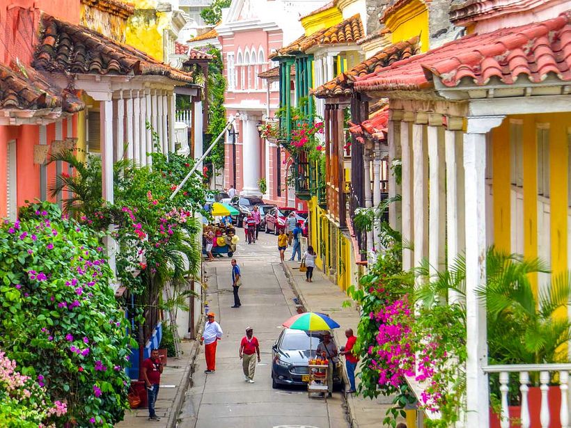 Cartagena’s historic balconies are often covered in flowers.